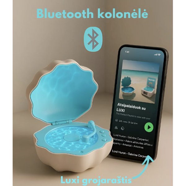 3in1 kriauklės formos Bluetooth kolonėlė - lempa